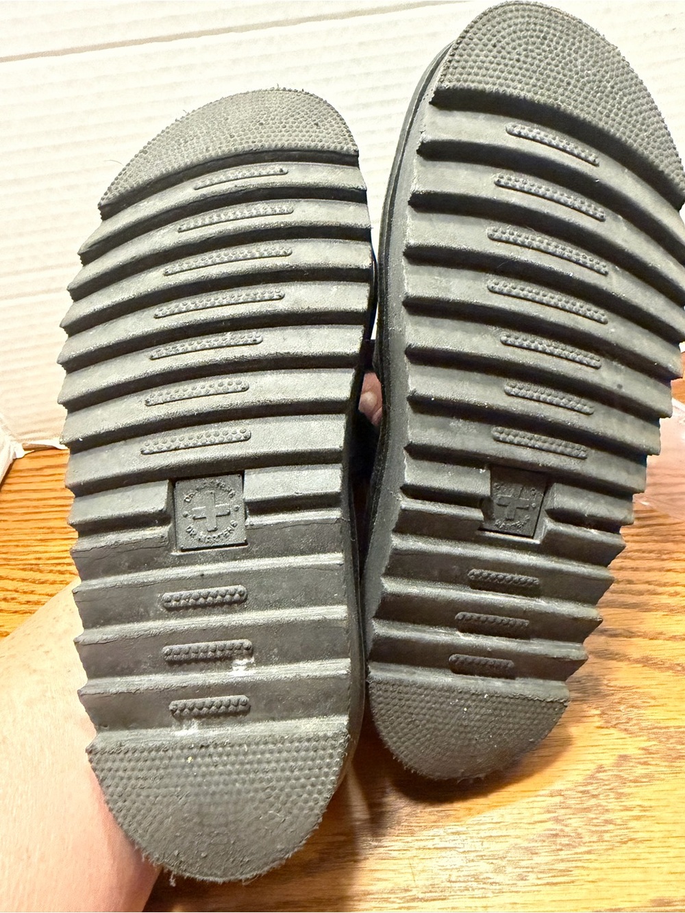 Dr. Martens Black Triple-Strap Sandals with Yellow Stitching - Picture 10 of 12